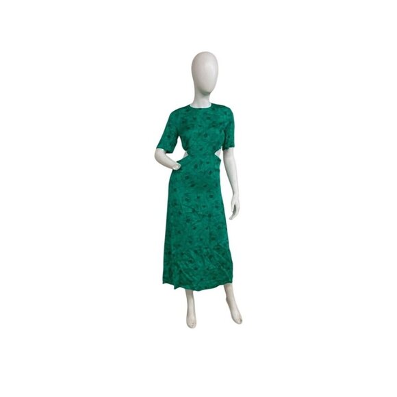 The Kooples Green Graphic Poppies Maxi Dress Cut-Out Back Size 2 (Sm) MSRP $455 - Picture 8 of 10